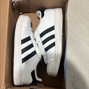 Adidas Kids Superstar White and Black Shoes